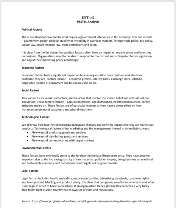 plesse write a PEST ANALYSIS about the therapy