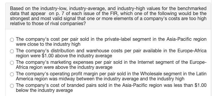 Based on the industry-low, industry-average, and