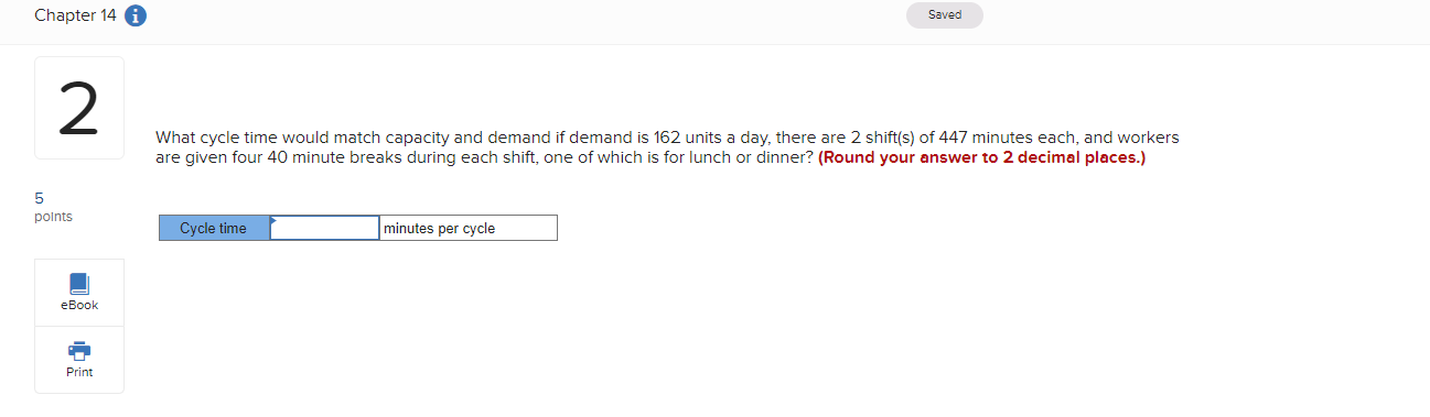 Chapter 14 i Saved 2 What cycle time would match