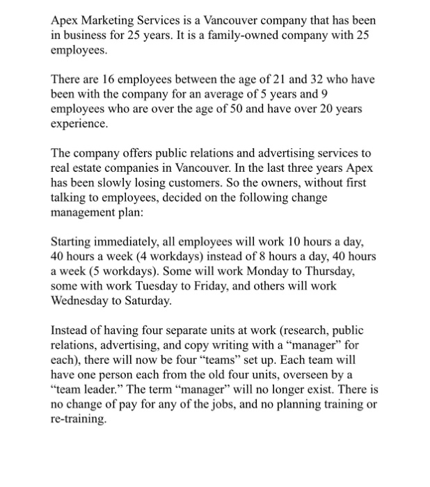 Please read the mini case study and answer the