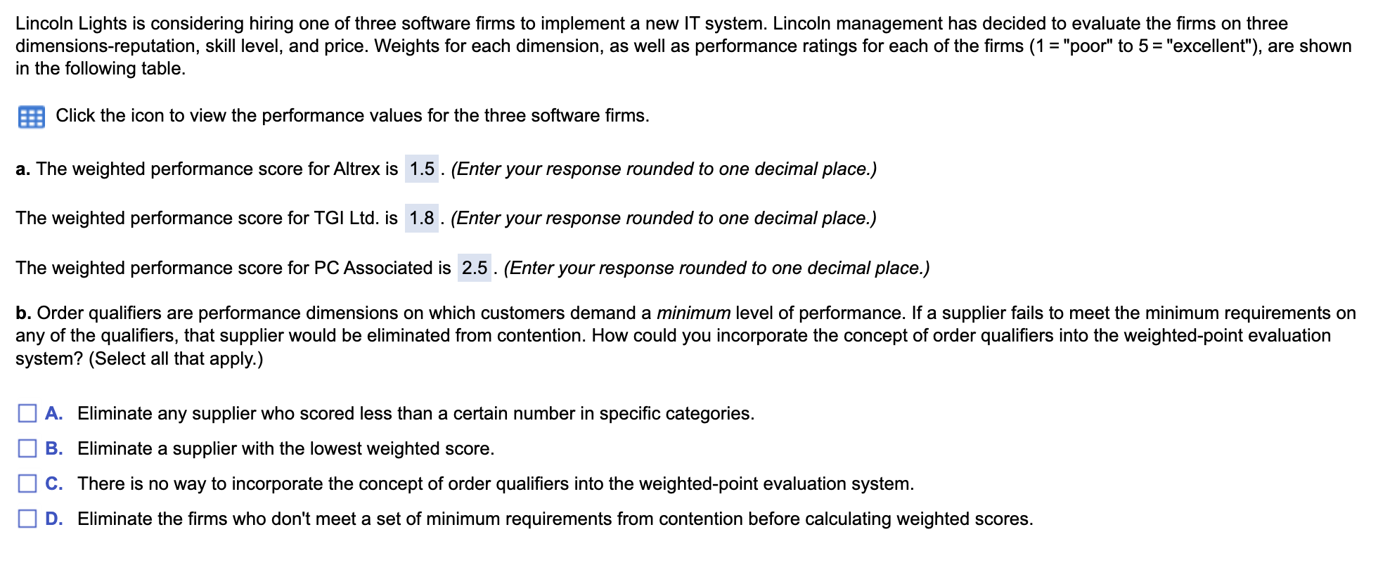 Please answer question B only. Lincoln Lights is