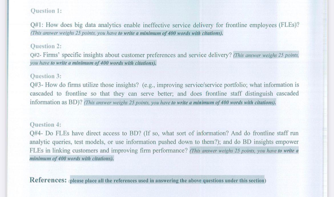 Q1. How does big data analytics enable