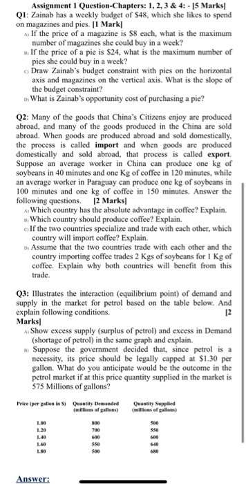 help me please ! Assignment 1 Question Chapters: