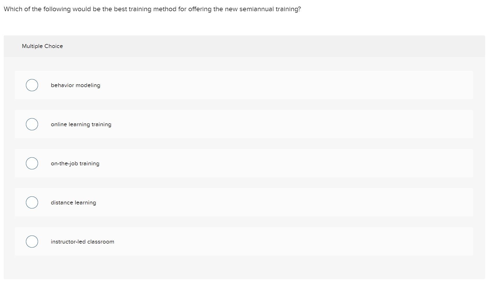 Required information Choosing Training Methods