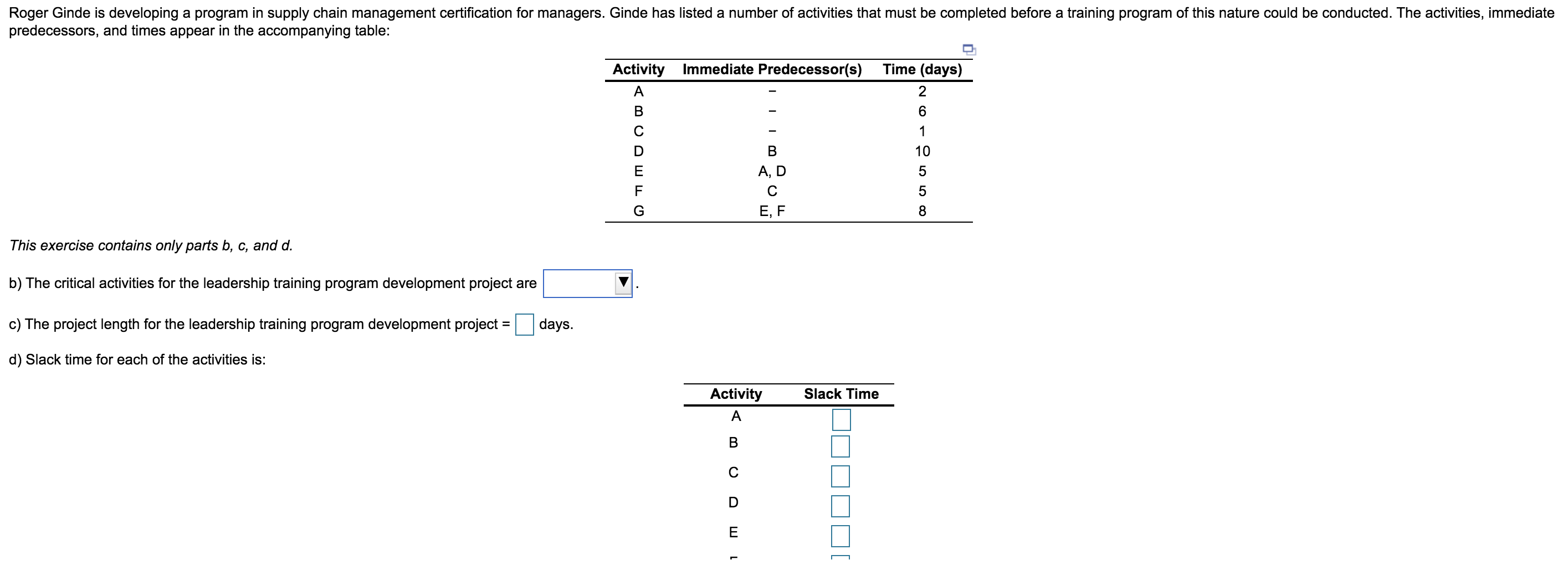 Slack time for A-G Roger Ginde is developing a