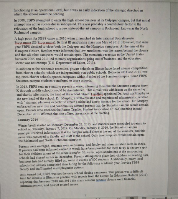 Refer to the Freeman-Brown Private School Case