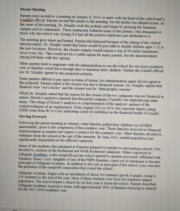 Refer to the Freeman-Brown Private School Case