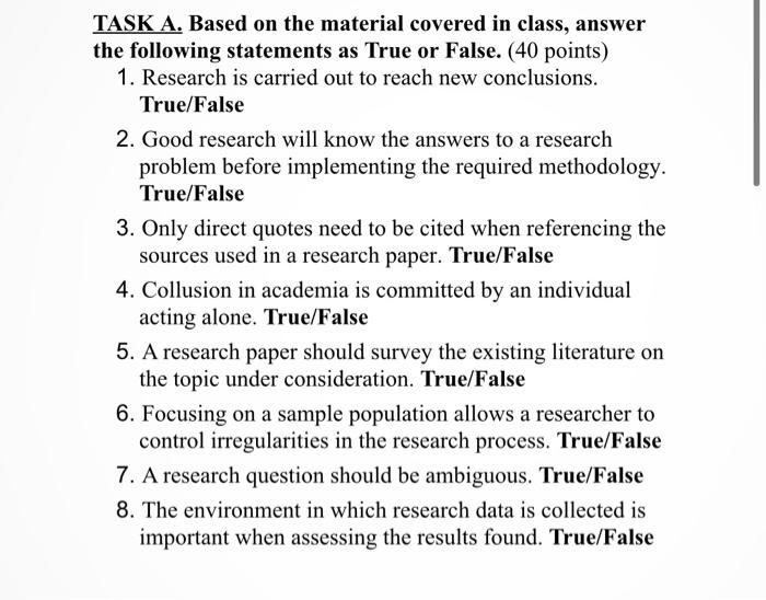 just 2,3,4 and 8 TASK A. Based on the material