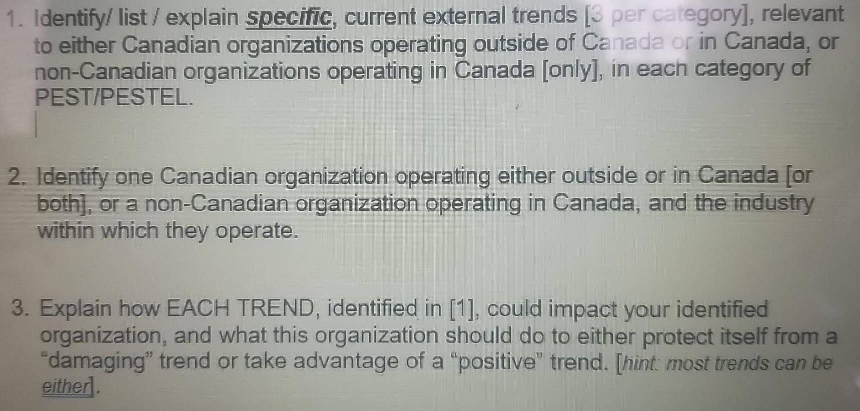 1. Identify/ list / explain specific, current