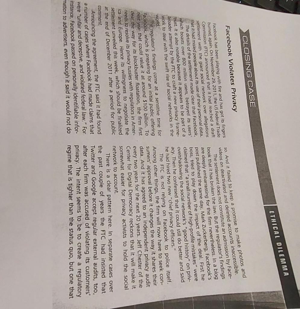 1- IDENTIFY THE ETHICAL ISSUES VIOLATED BY