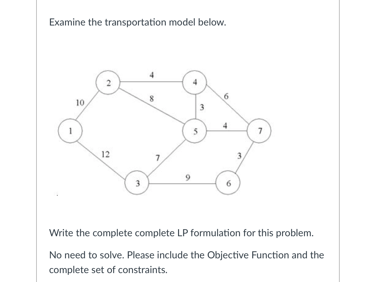 Examine the transportation model below. 4 2 6 8
