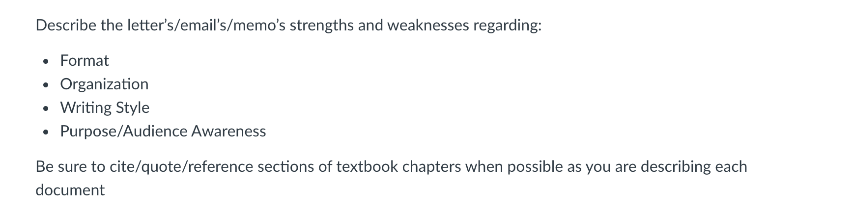 Describe the letter's/emails/memo's strengths and