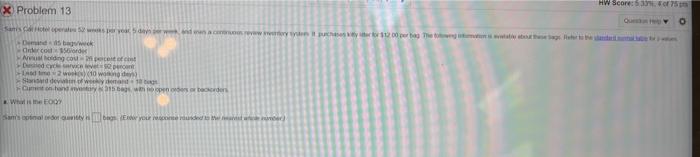 HW Score OO X Problem 13 Sampeyek by to per