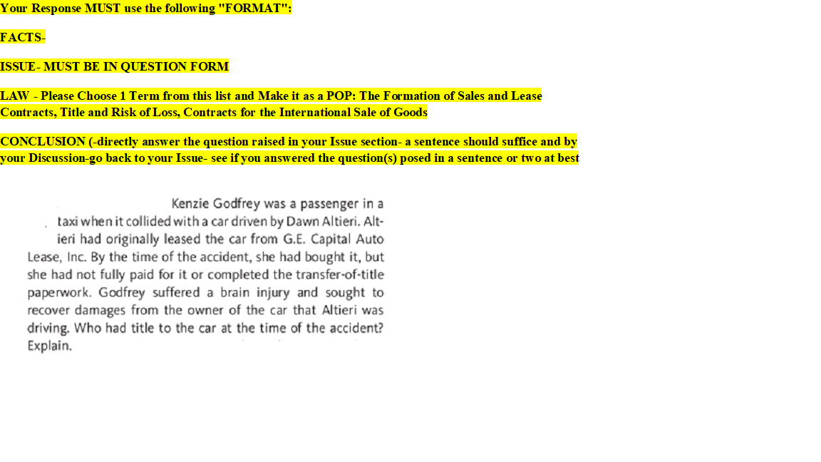 Your Response MUST use the following "FORMAT":