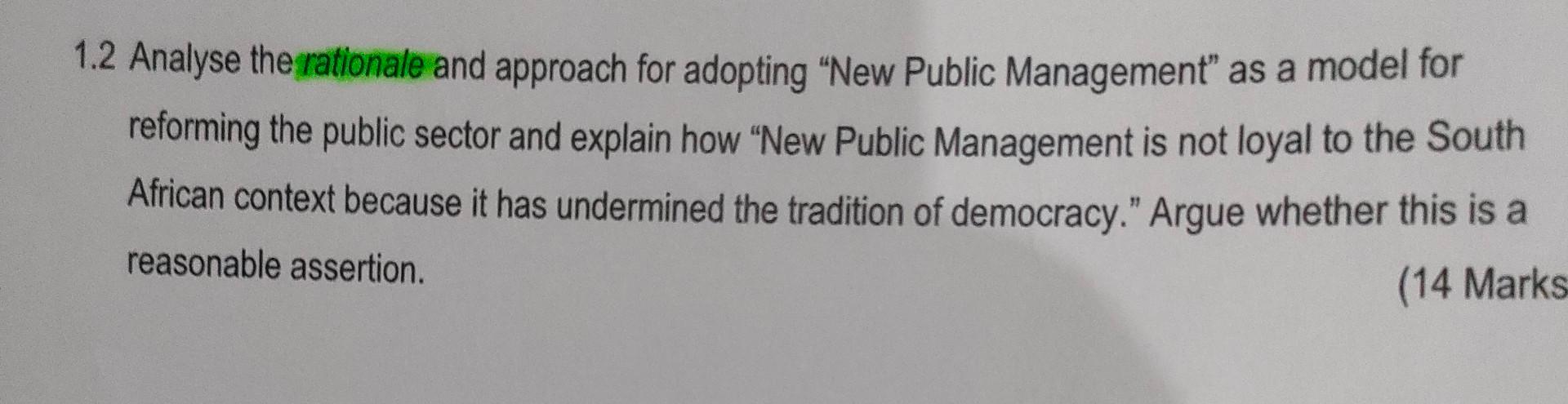 1.2 Analyse the rationale and approach for