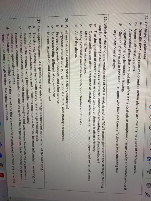 please answer as many as possible 24. Contingency