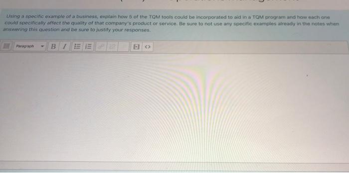 Using a specific example of a business, explain