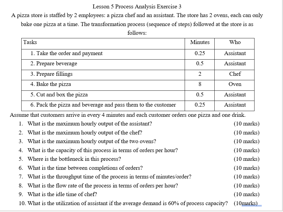 Lesson 5 Process Analysis Exercise 3 A pizza