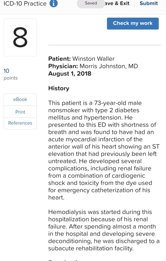 help ICD-10 Practice i Saved ave & Exit Submit