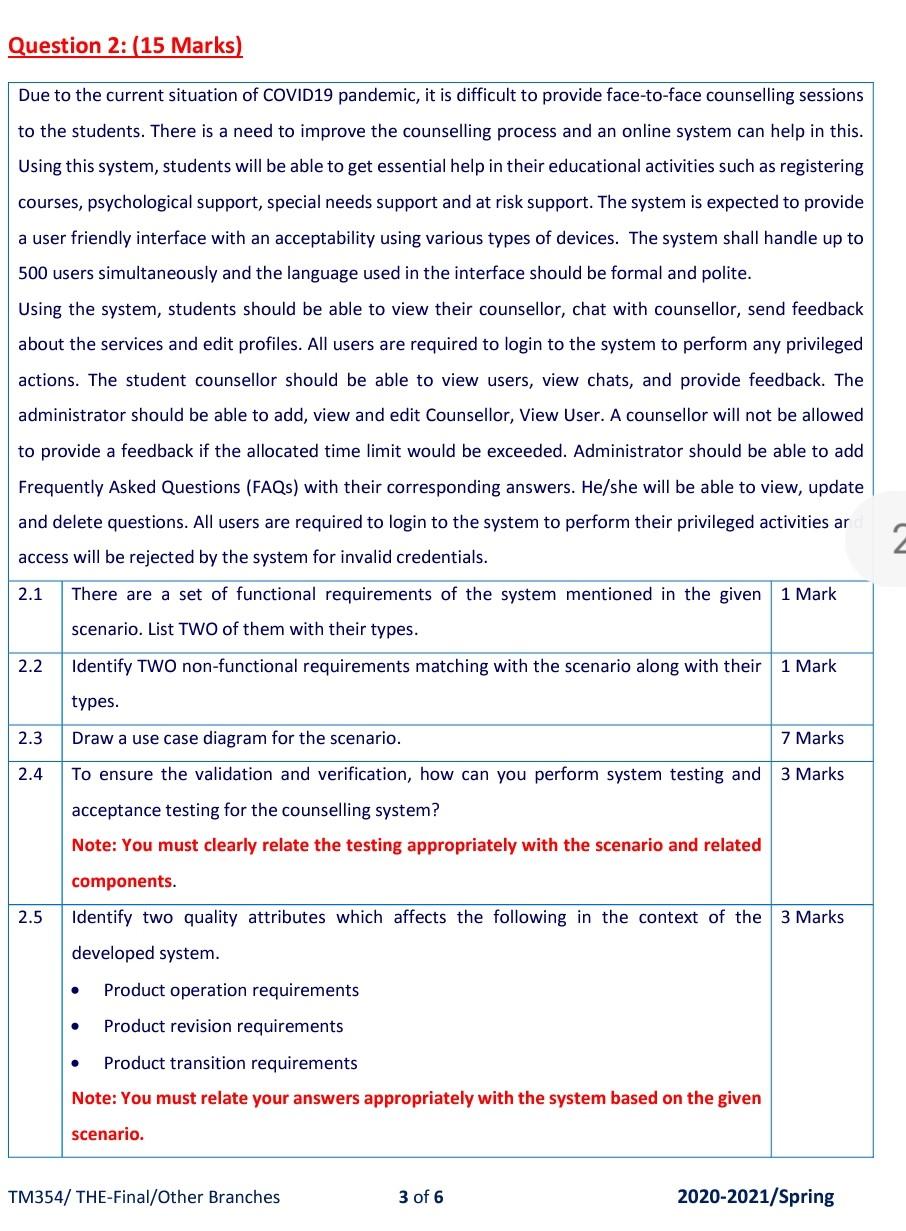 Old MathJax webview Question 2: 15 Marks) Due to