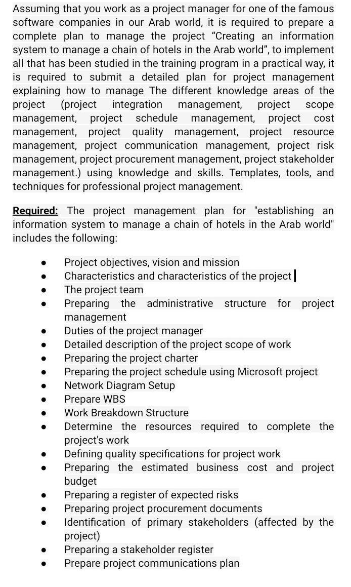 Assuming that you work as a project manager for