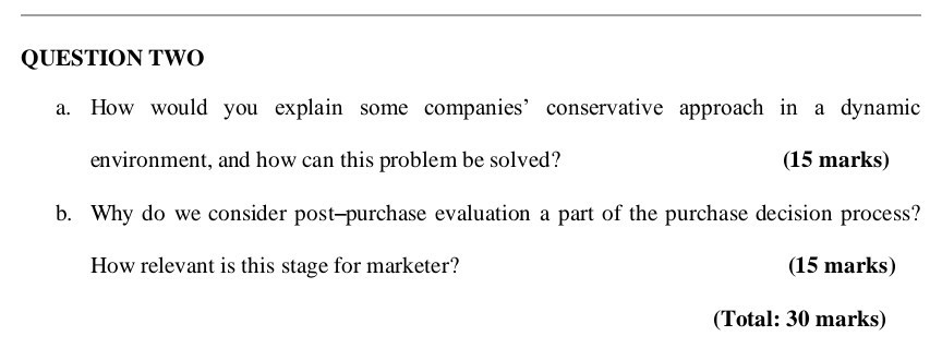 QUESTION TWO a. How would you explain some