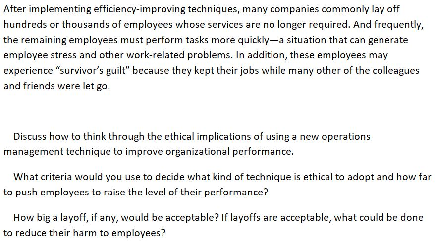 After implementing efficiency-improving