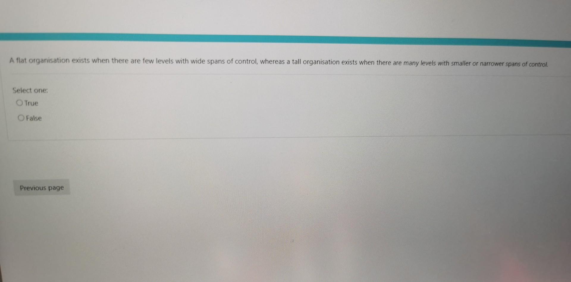 A flat organisation exists when there are few