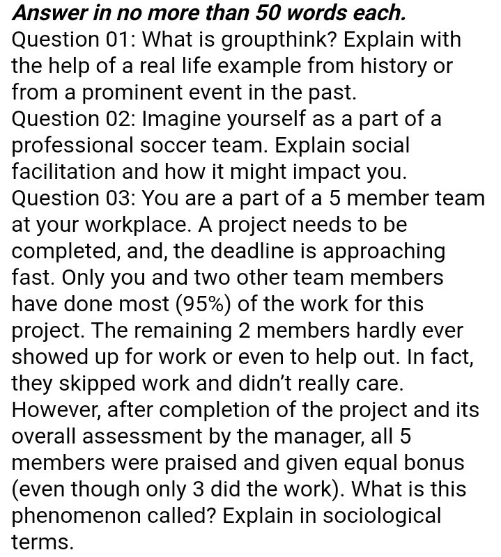 Answer in no more than 50 words each. Question