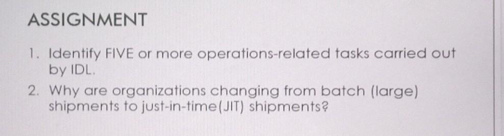 ASSIGNMENT 1. Identify FIVE or more