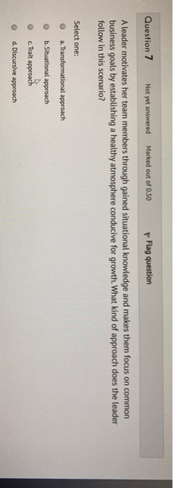 Question 7 Not yet answered Marked out of 0.50 p