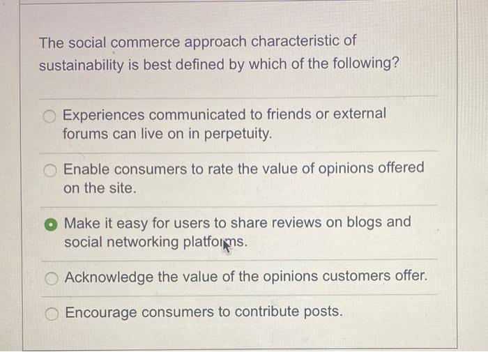 The social commerce approach characteristic of