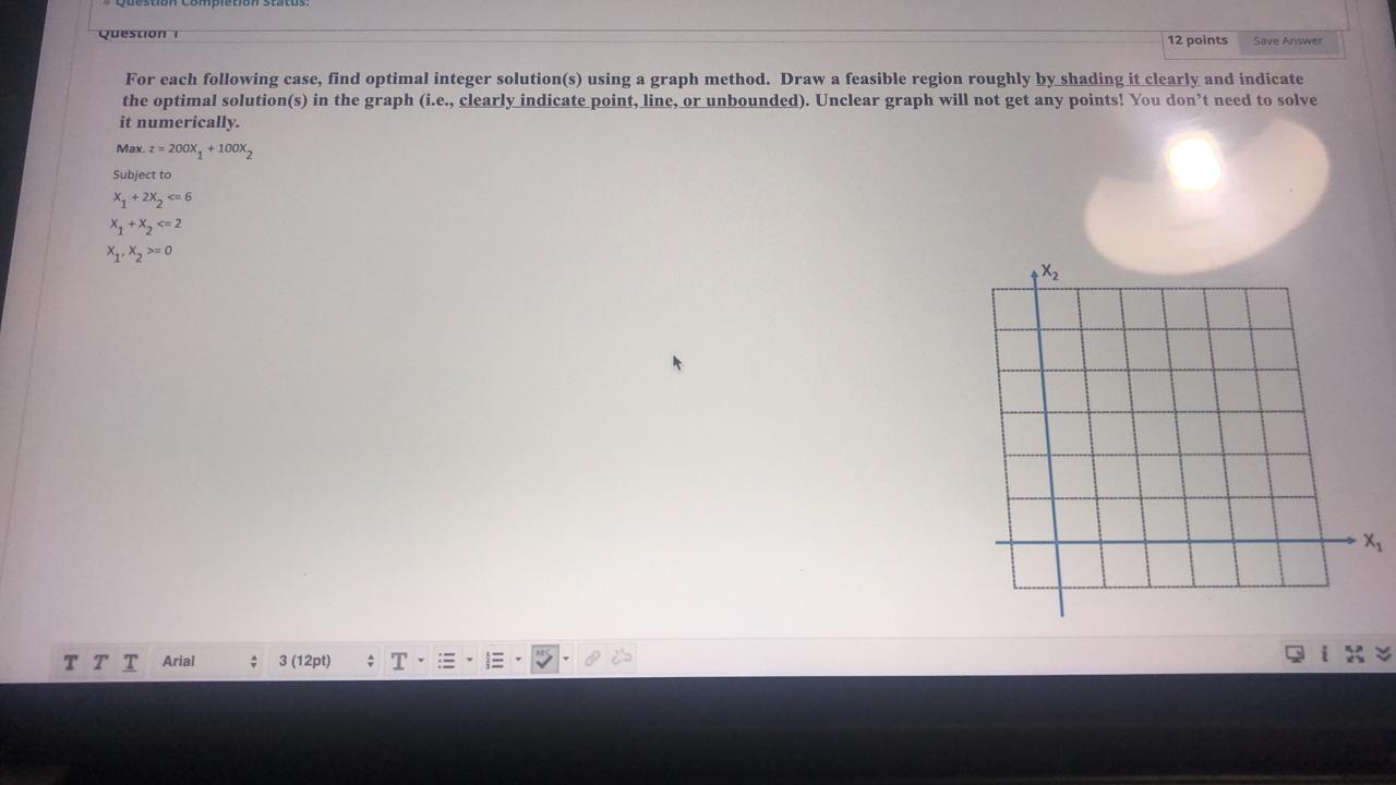 Question completion Start Save Answer Question 12