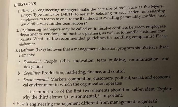 QUESTIONS 1. How can engineering managers make