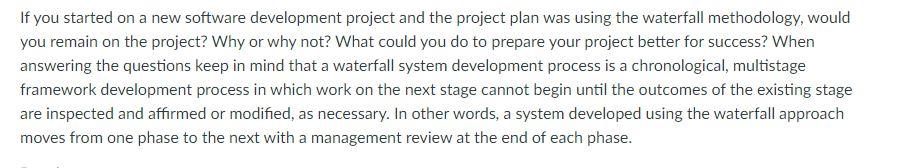 If you started on a new software development