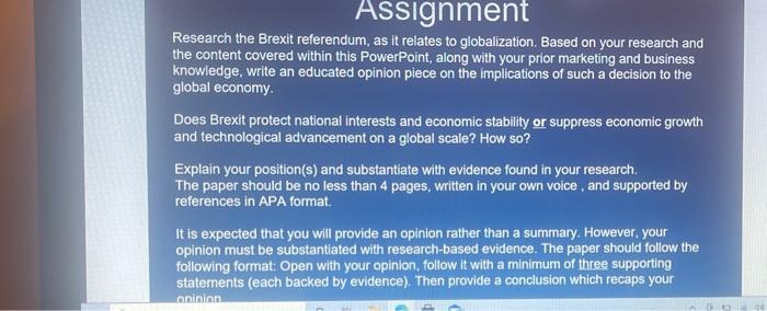 Assignment Research the Brexit referendum, as it