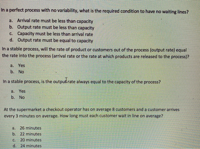 In a perfect process with no variability, what is