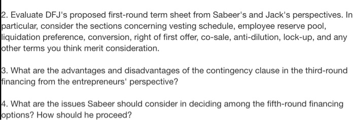 2. Evaluate DFJ's proposed first-round term sheet