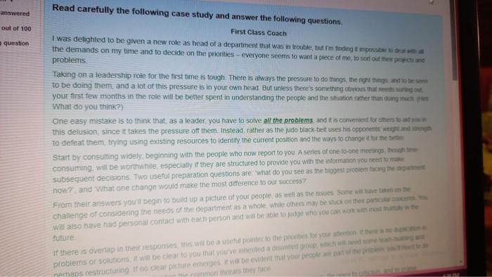 Read carefully the following case study and