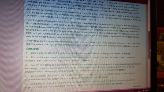 Read carefully the following case study and