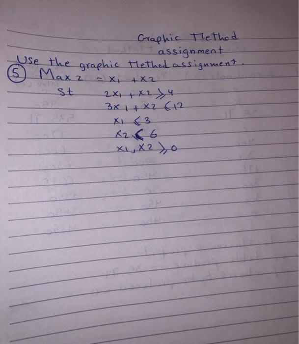 Graphic Method assignment Use the graphic Method