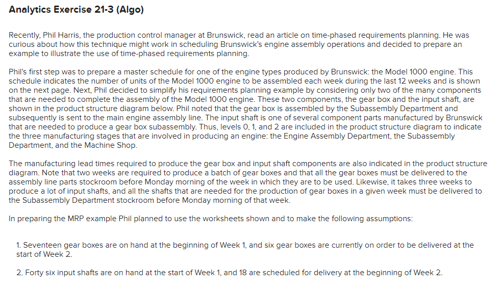 Analytics Exercise 21-3 (Algo) Recently, Phil