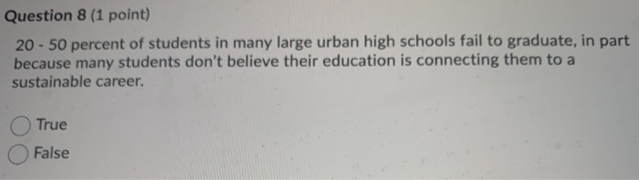 Question 7 (1 point) According to the Gallup-HOPE