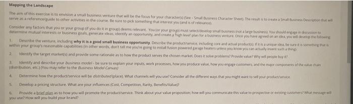 Mapping the Landscape 5. Develop a pricang