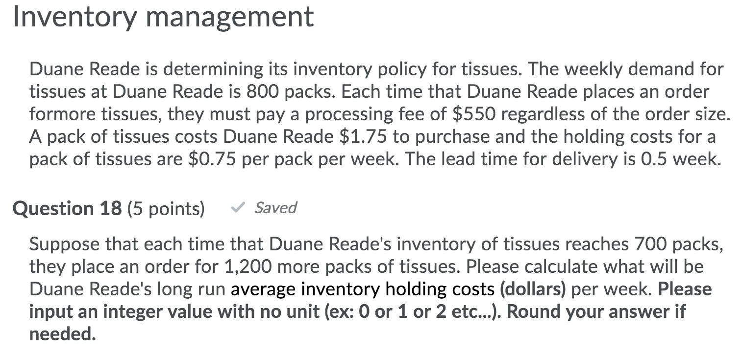 Inventory management Duane Reade is determining