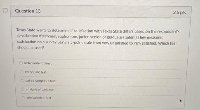 Question 11 2.5 pts Research International asked