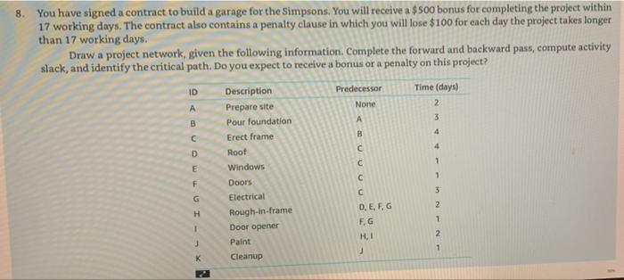 8. 2 3 B You have signed a contract to build a