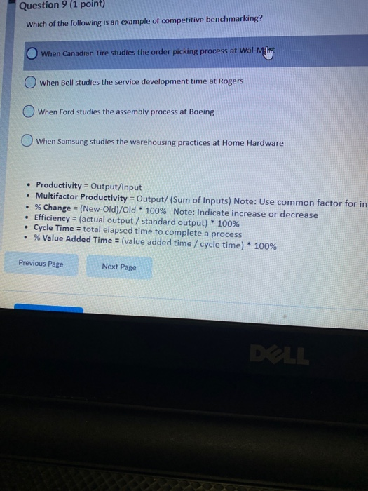 Page 8 of Question 8 (1 point) The ease with
