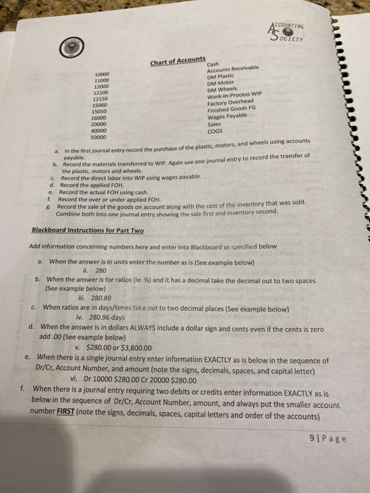 ACCOUNTING "SOCIETY Part Two Instructions Using a