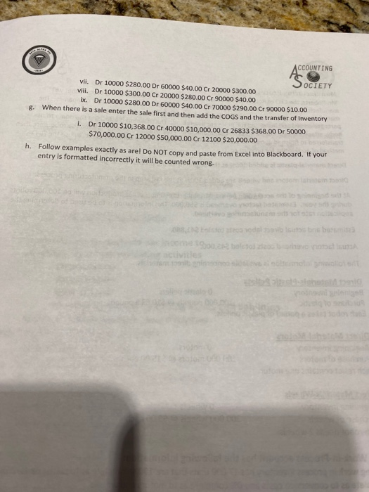 ACCOUNTING "SOCIETY Part Two Instructions Using a